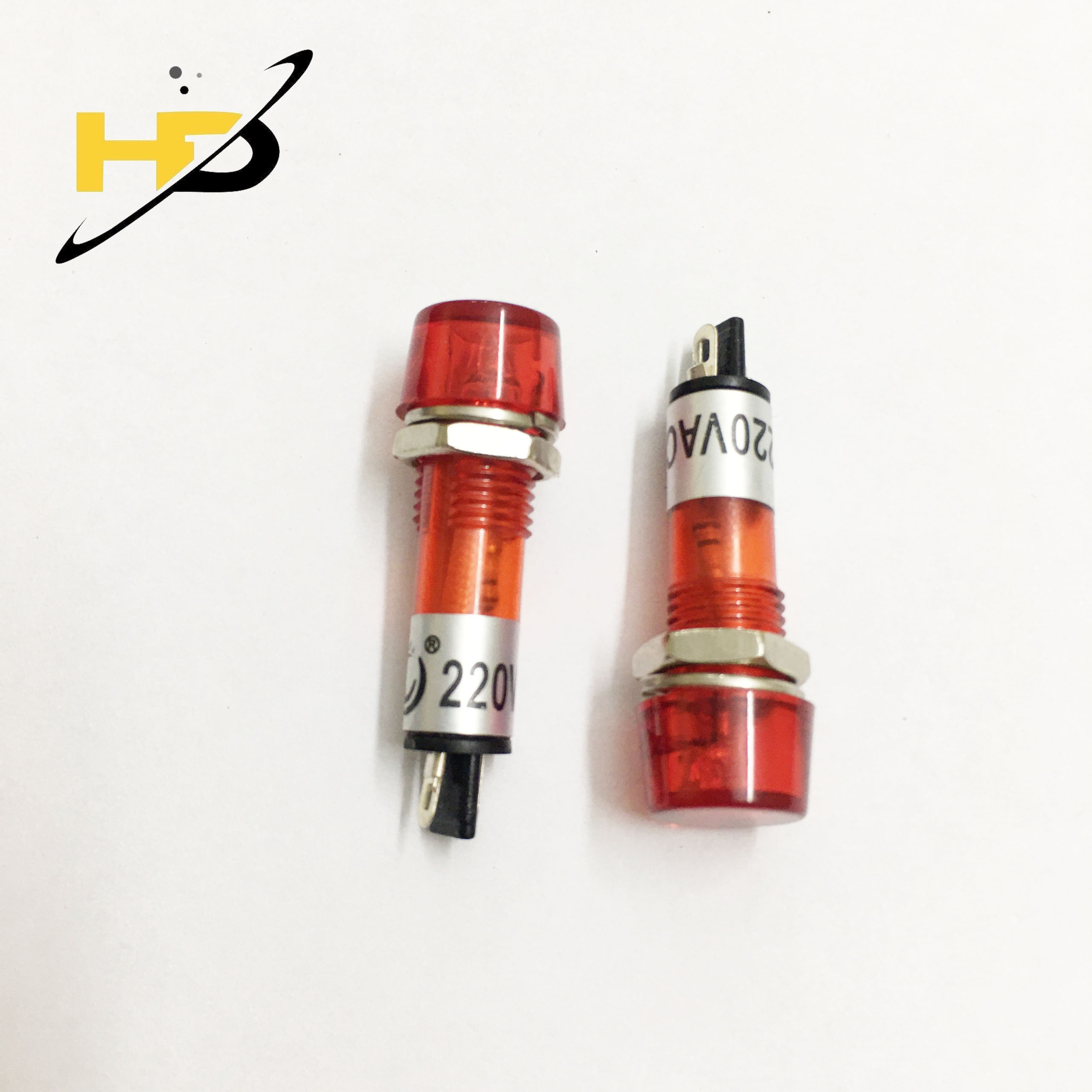 Bộ 5 đèn báo tín hiệu, đèn báo nguồn phi 10mm led điện 220v màu đỏ