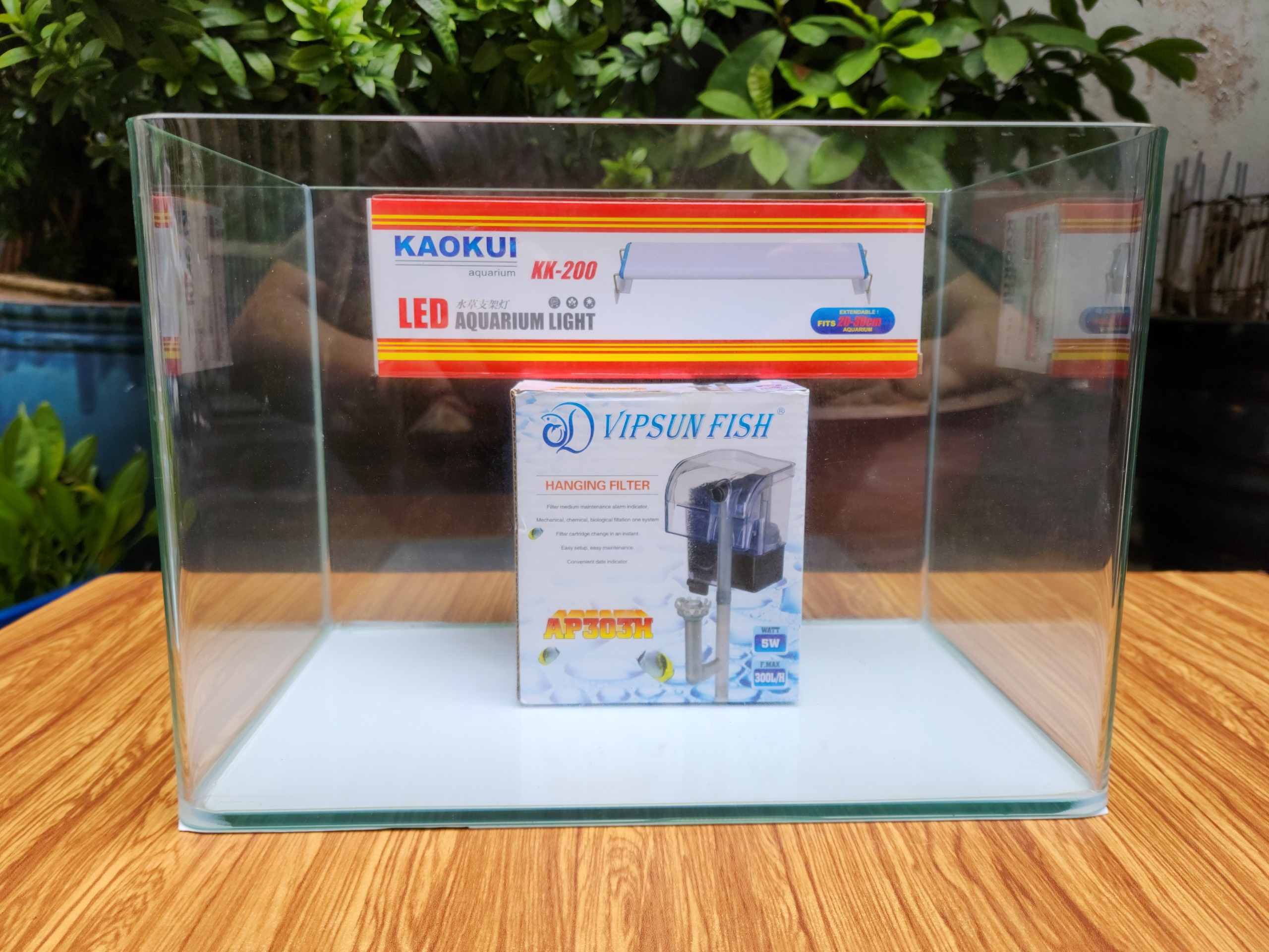 Bể cá mini hồ cá cong 2 cạnh Kích thước 30x17x20 Kèm Lọc thác và đèn Led.