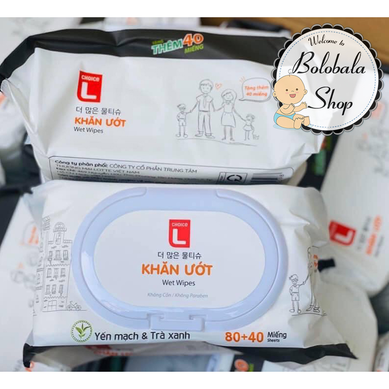Thùng 24 Gói Khăn Ướt Gia Đình 120 miếng CHOICE L Lotte