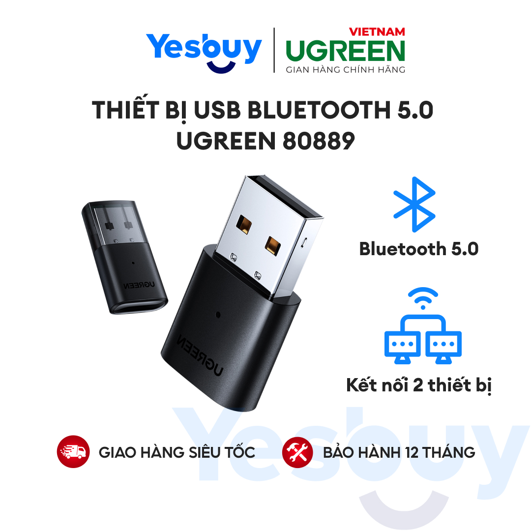 Thiết bị usb bluetooth 5.0 ugreen 80889 cho máy tính laptop - hàng phân phối chính hãng - bảo hành 18 tháng