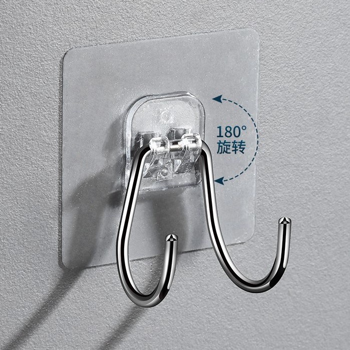 Móc đôi treo dụng cụ nhà bếp dán tường siêu chắc,móc treo đồ đa năng dán tường inox 304