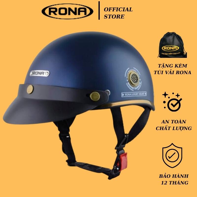 Mũ bảo hiểm nửa đầu xe máy RONA haly Luxury xanh mực nhám dành cho nam và nữ, bảo hành 12 tháng - Rona Helmet