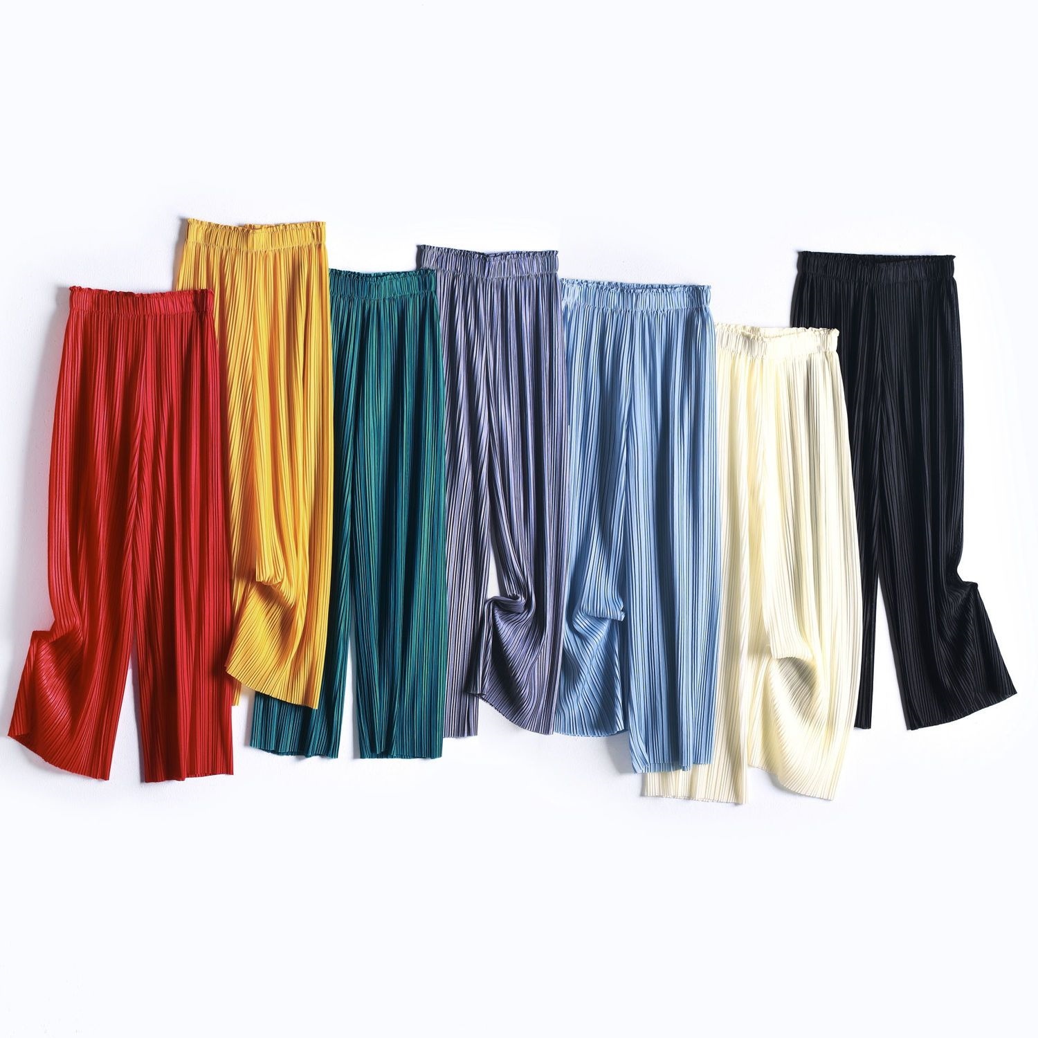 Sz~ mới miyake quần xếp ly mùa hè nữ mỏng organ quần ống thẳng xếp ly quần ống rộng cao cấp treo lên quần âu nữ