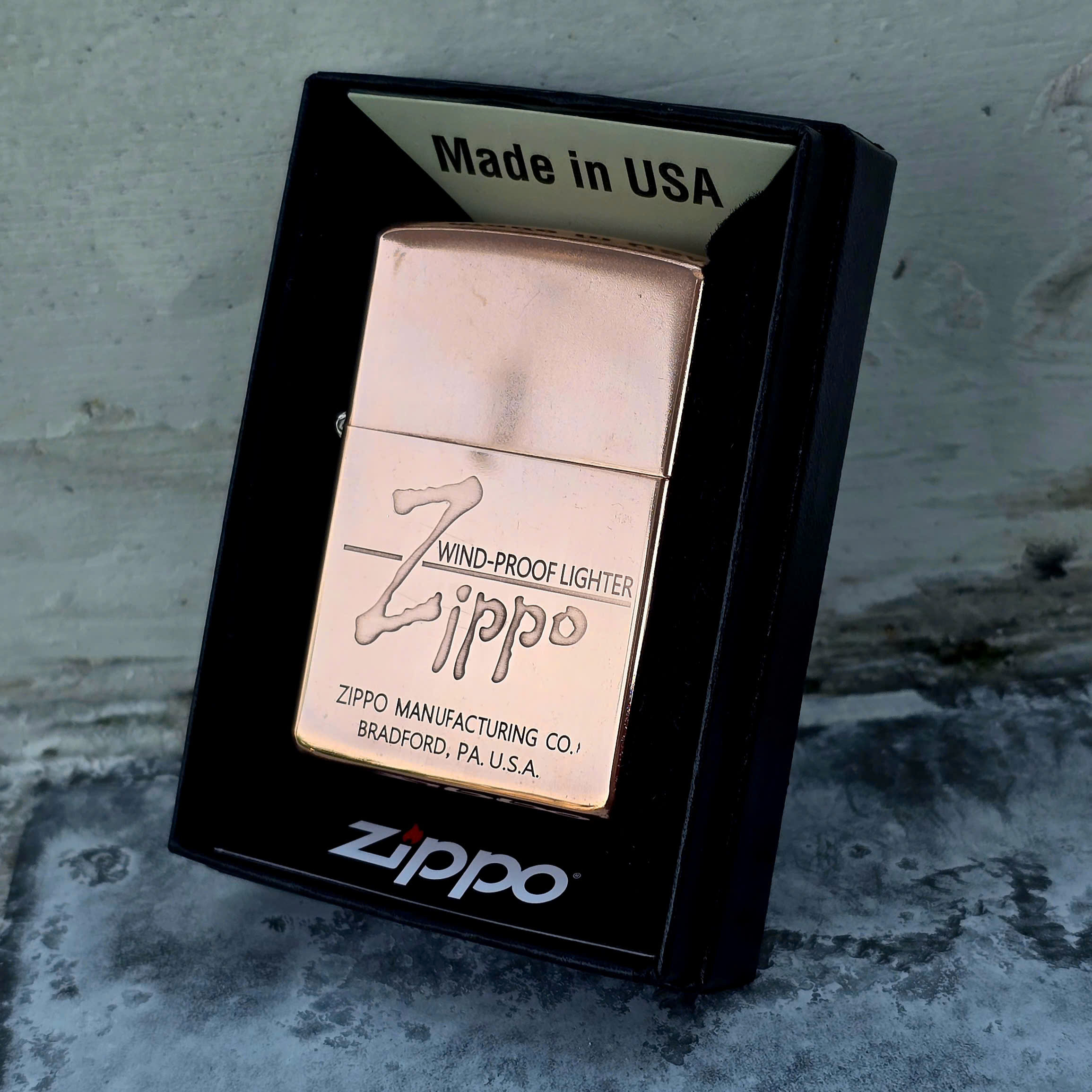 Bật Lửa Zippo Đồng Đỏ Copper Wind-Proof Đời A-24 Hàng Hiếm Sưu Tầm ( Tặng Đá Bấc ) Hột Quẹt Xăng Đá Zippo