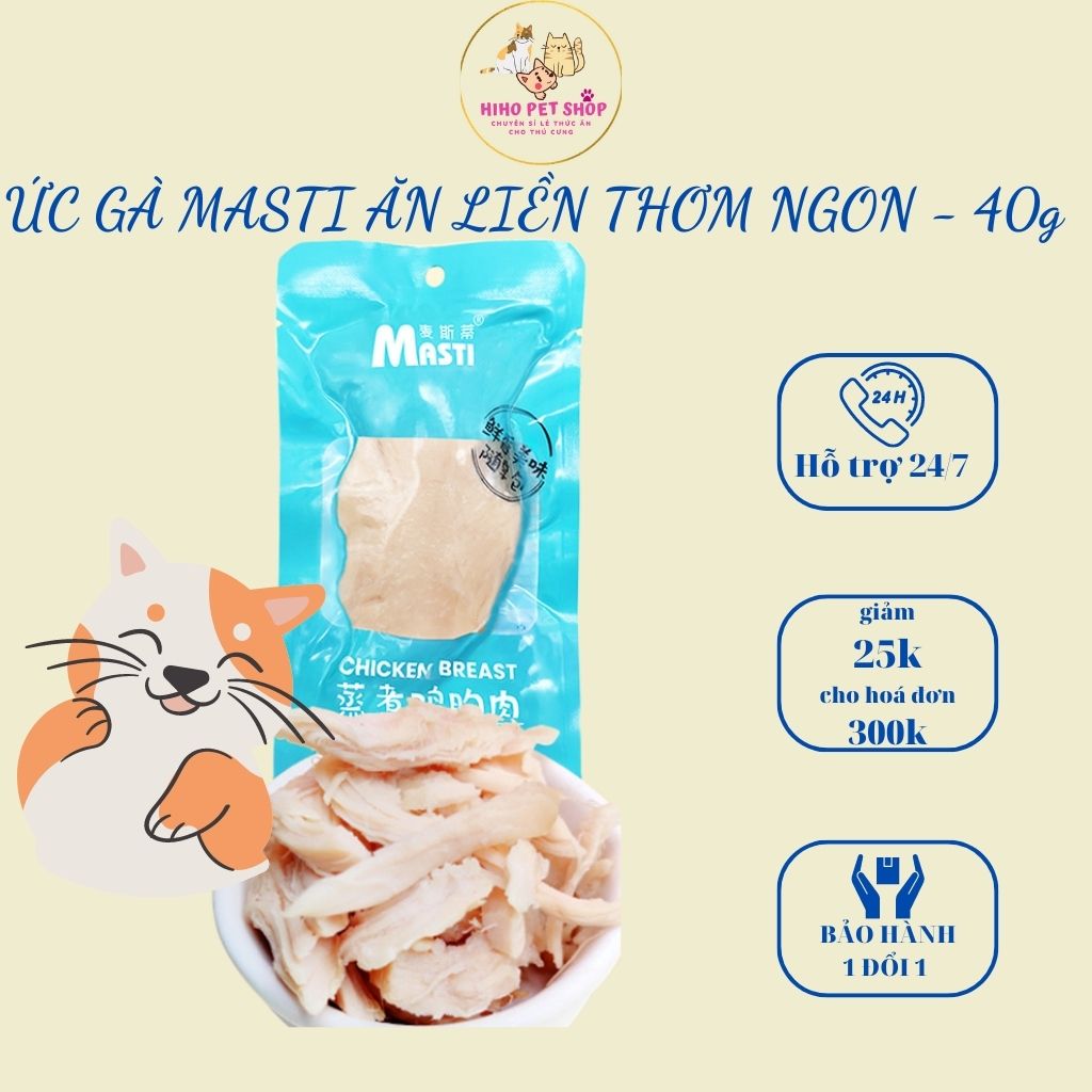 Ức gà hấp ăn liền MASTI thơm ngon cho chó mèo