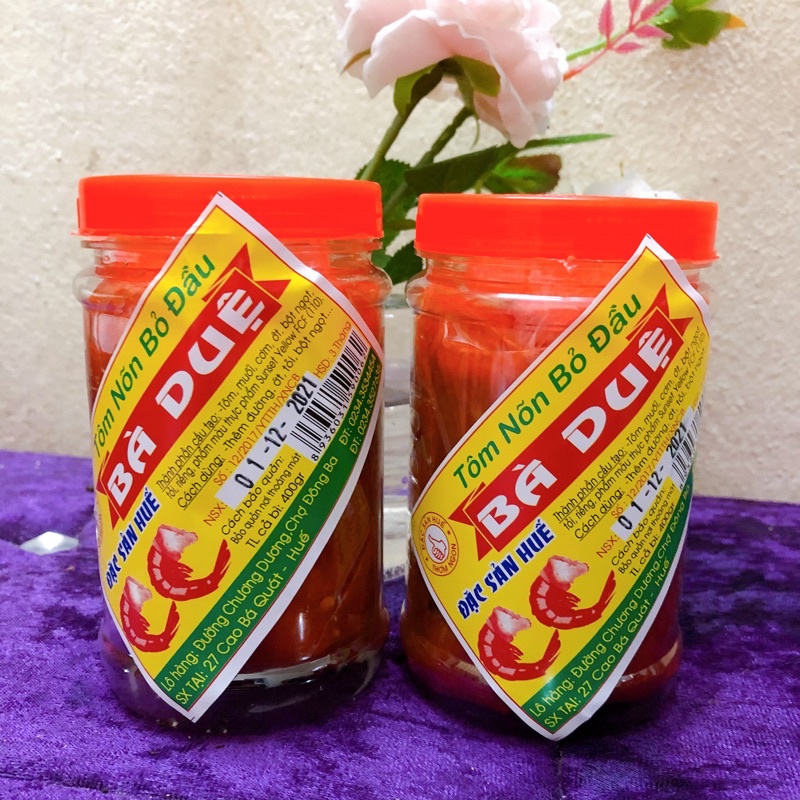 2 hủ 400gr tôm chua bà duệ tôm nõn bỏ đầu - đặc sản huế