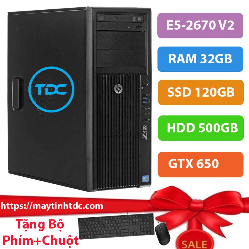 Máy Trạm HP Z420 CPU E5 2670 V2 Ram 32GB,SSD 120GB,HDD 500GB,Card Rời GTX 650 Chuyên đồ họa /Game nặng. Hàng nhập khẩu Mỹ, Nhật / bảo hành 12 tháng