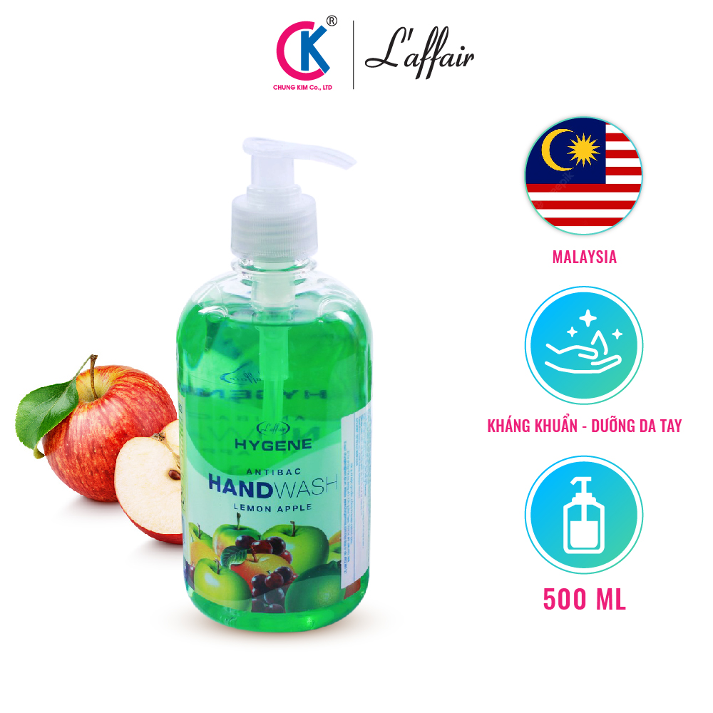 Nước rửa tay L’affair diệt khuẩn không hại da tay hương táo 500ml