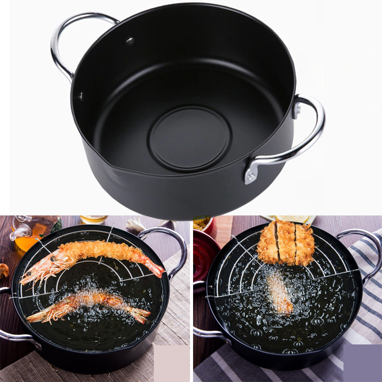 [HCM]Nồi chiên lọc dầu sâu lòng kèm khay hứng 18cm