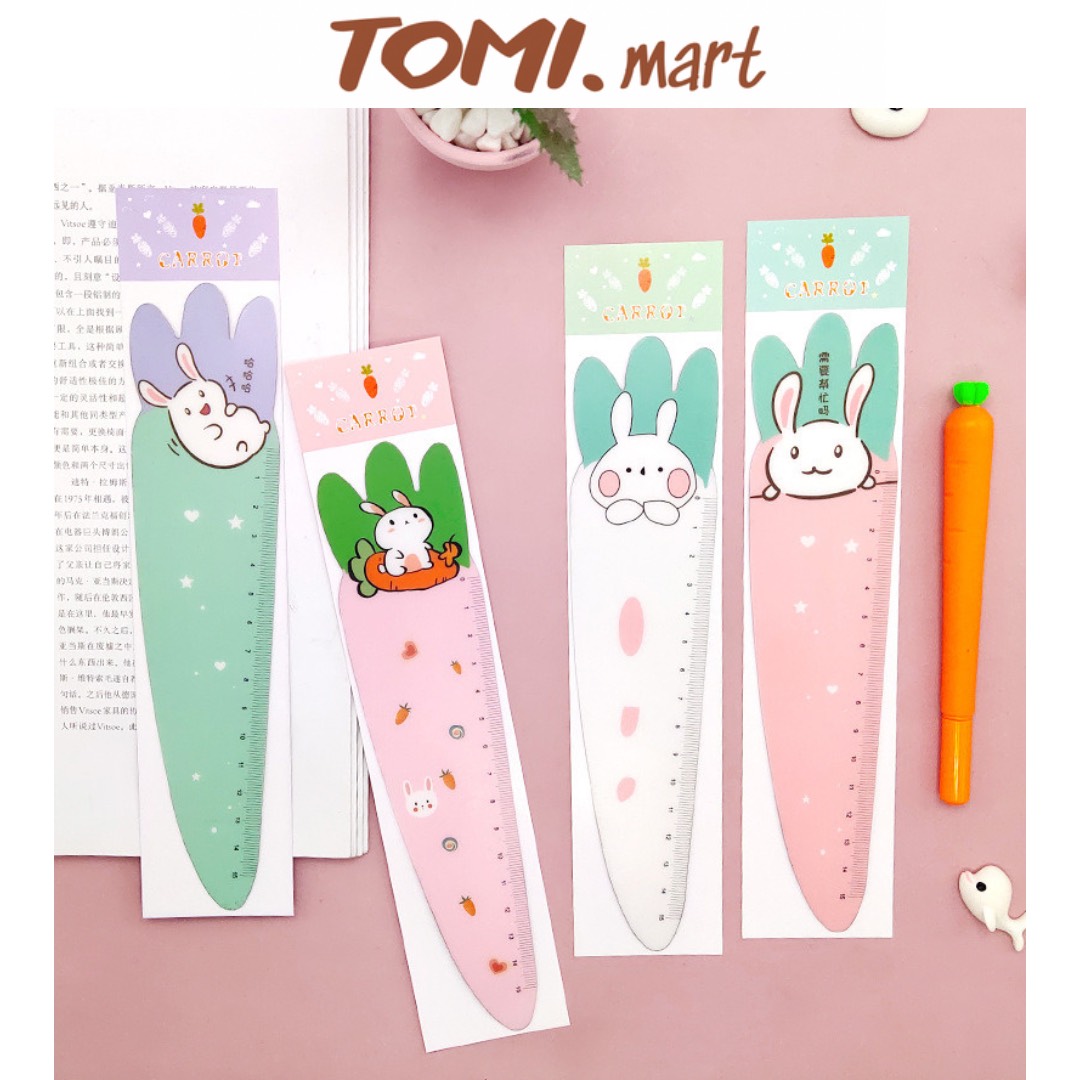Thước kẻ dẻo tomi nam châm 15cm hình thỏ cà rốt dễ thương 09