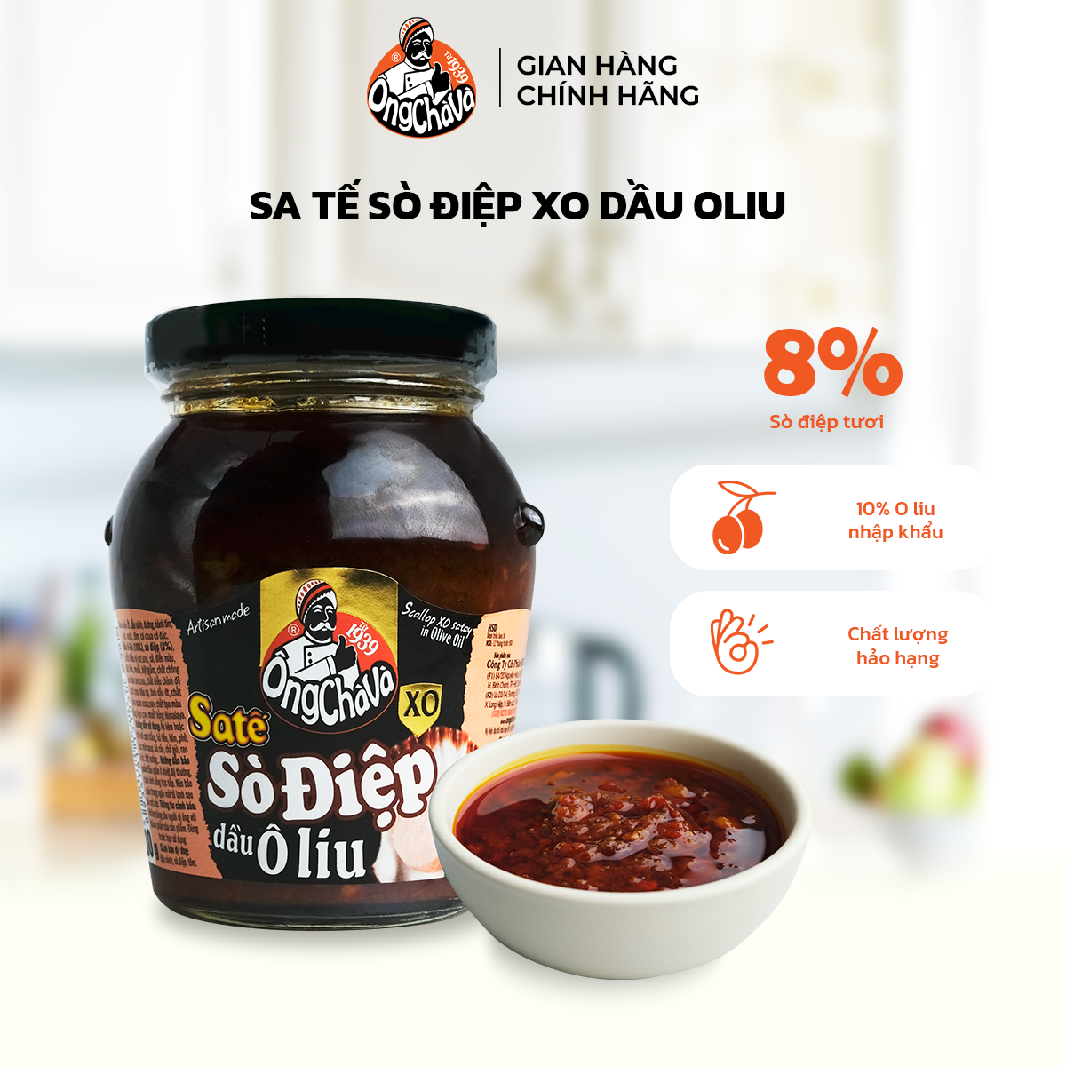  Sa Tế Sò Điệp Dầu Oliu XO thương hiệu Ông Chà Và 230gr - Hàng Chính Hãng 