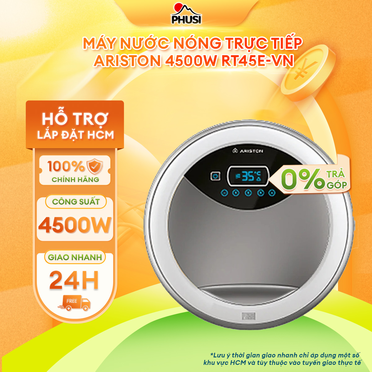 Máy nước nóng trực tiếp ariston rt45e vn