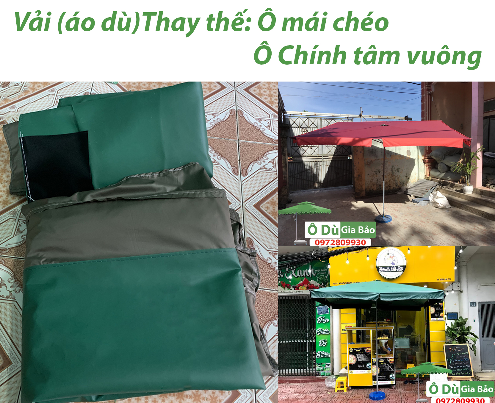 Vải (Áo dù thay thế) 2mx2m5 2m2x2m7 và 2m5x3m (Vải bạt) Của Ô Mái Chéo-Chính Tâm Vuông Đầy Đủ Kích Thước Màu Sắc