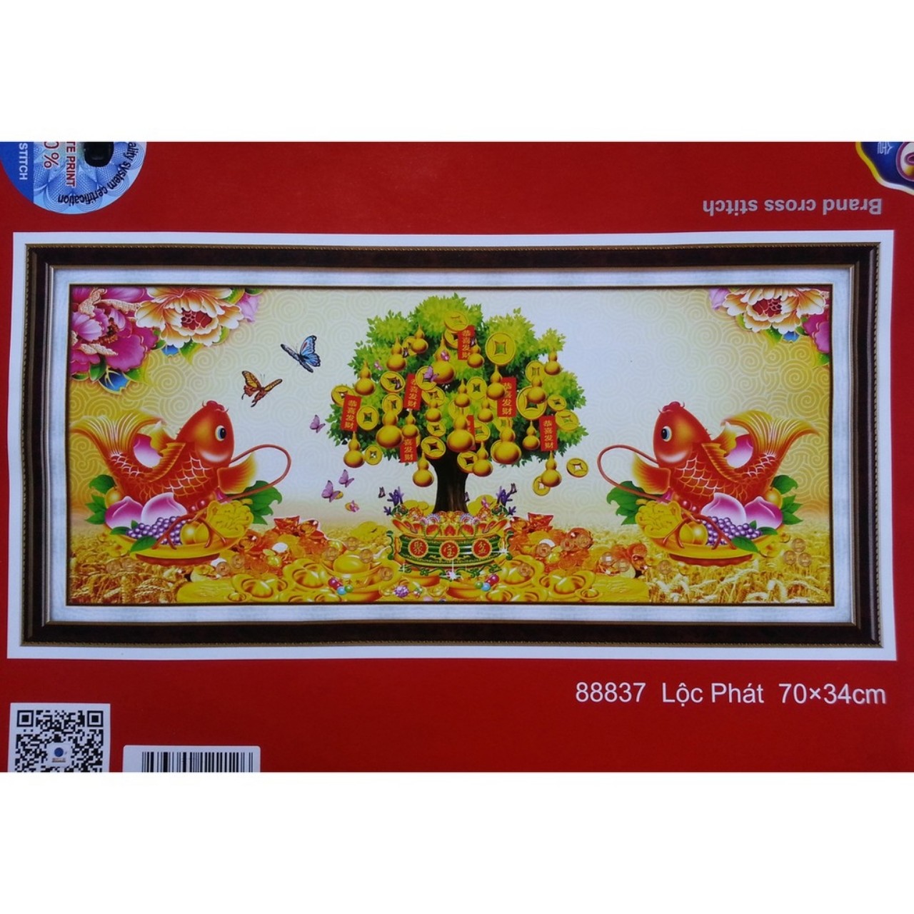 Tranh thêu chữ thập Lộc phát 70x34cm