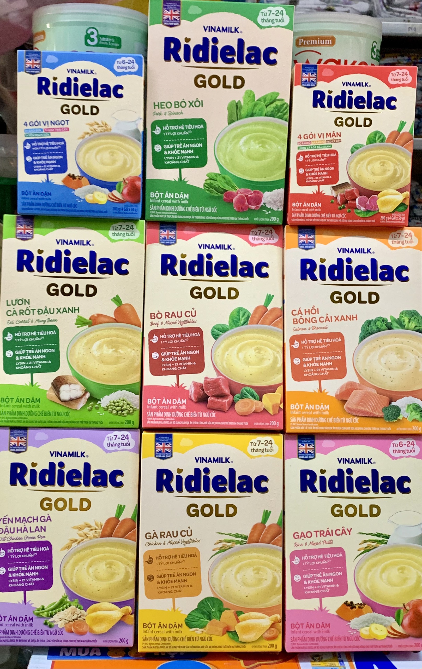 Bột ăn dặm Ridielac Đủ Vị Mặn/Ngọt -  Hộp giấy 200g