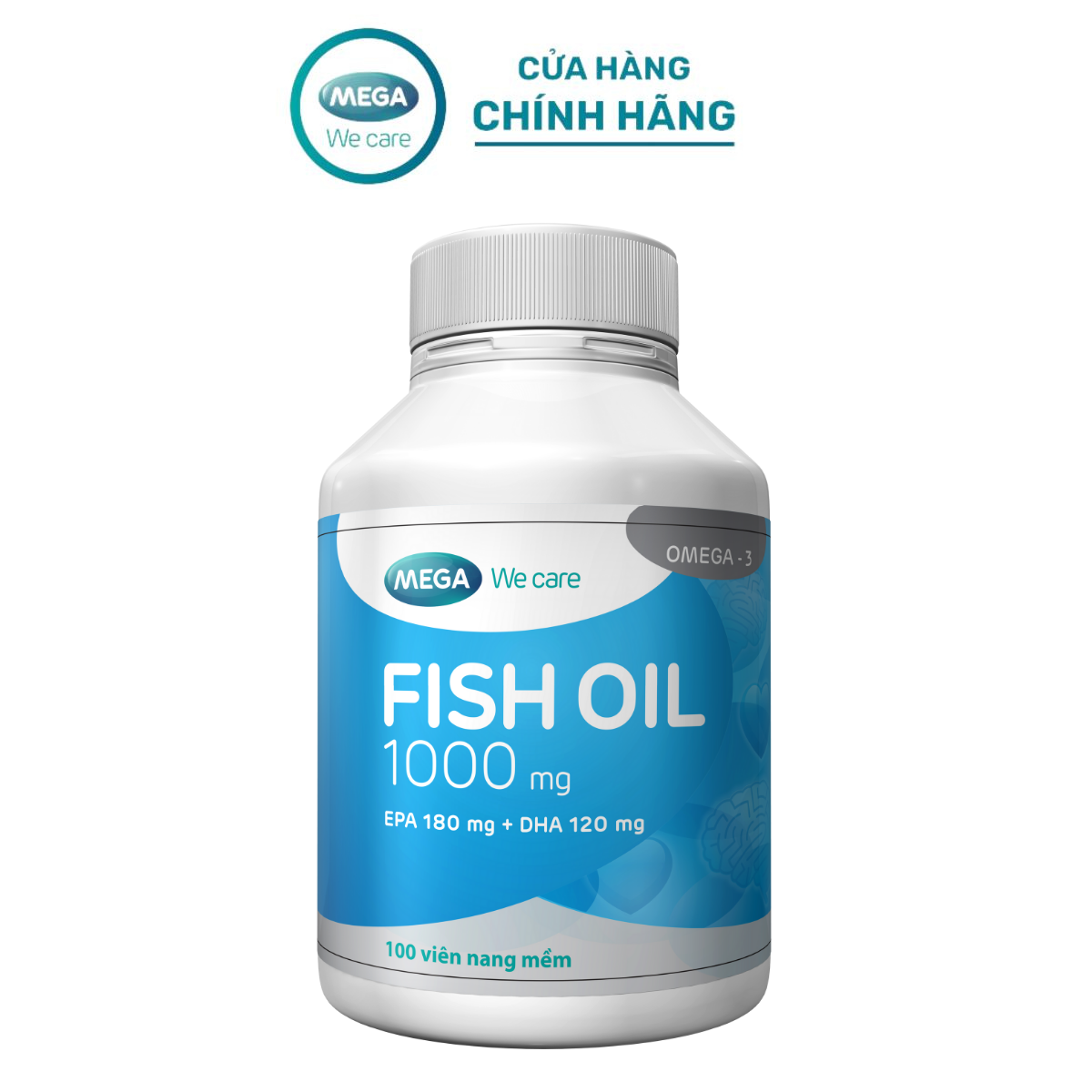   LIVE  Dầu cá bổ sung Omega-3 DHA & EPA từ nguồn dầu cá Lysi-Iceland giúp mắt sáng não tốt - FISH OIL Mega We Care  100 viên  