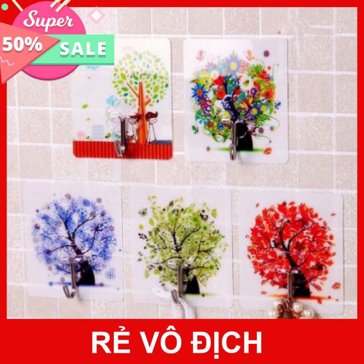 Móc treo dính tường họa tiết 3d bắt mắt combo 10 cái