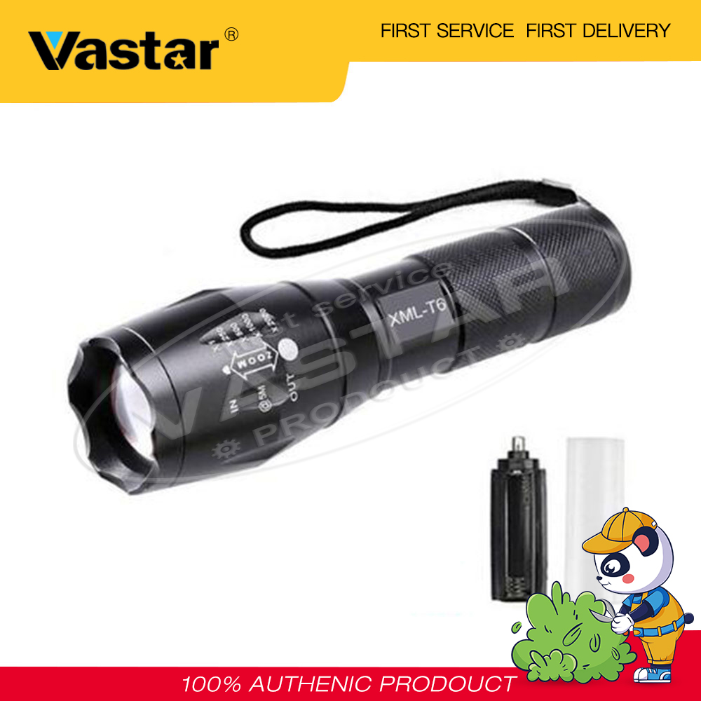 Vastar Ultra Bright T6 LED 5 Mode Bright Zoom Flashlight Splashproof Torch