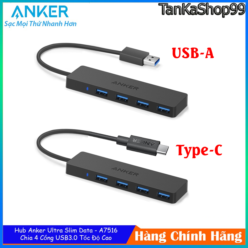 Bộ chia cổng hub usb 3.0 anker a7516 ultra slim - 4 cổng usb tốc độ cao