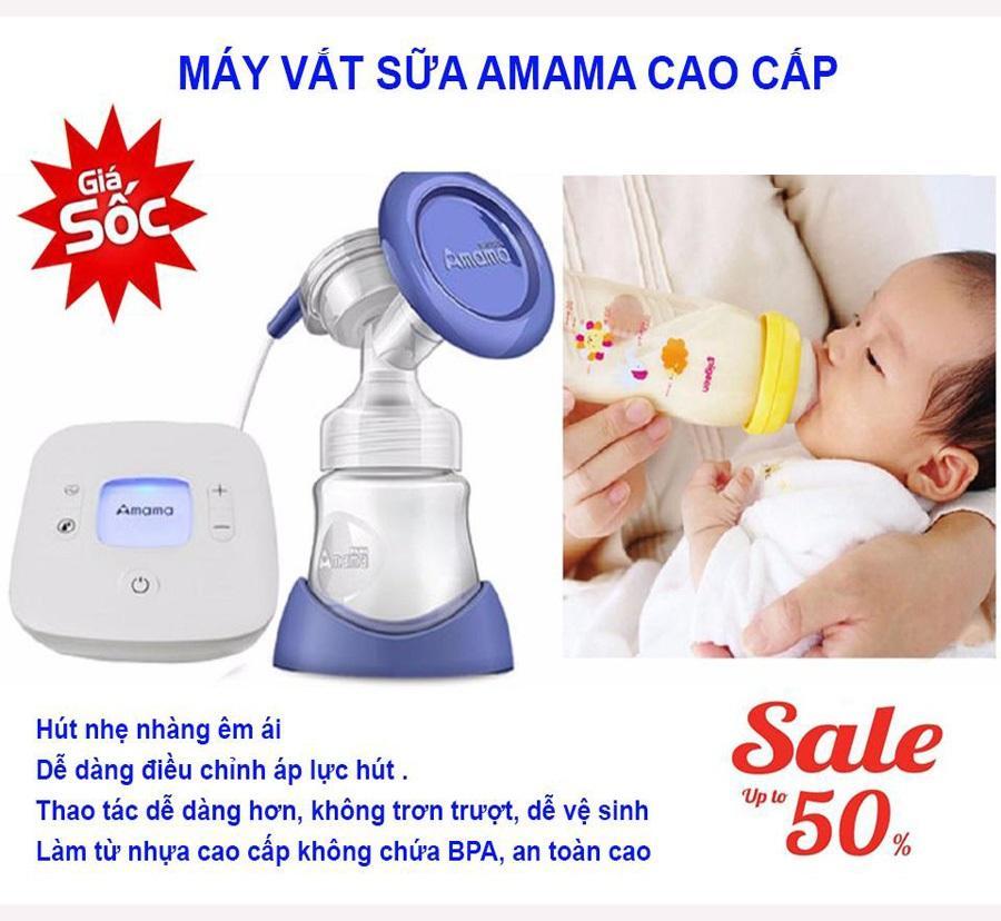 Máy hút sữa mẹ Amama-Thiết kế cho sữa chảy trực tiếp từ phễu silicon vào bình sữa-giảm cơn đau tức ngực do đầy sữa-An toàn cho mẹ và bé-,sản phẩm không thể thiếu đối với mẹ thông thái sale sốc 50%, giao hàng toàn quốc tại May Store 1