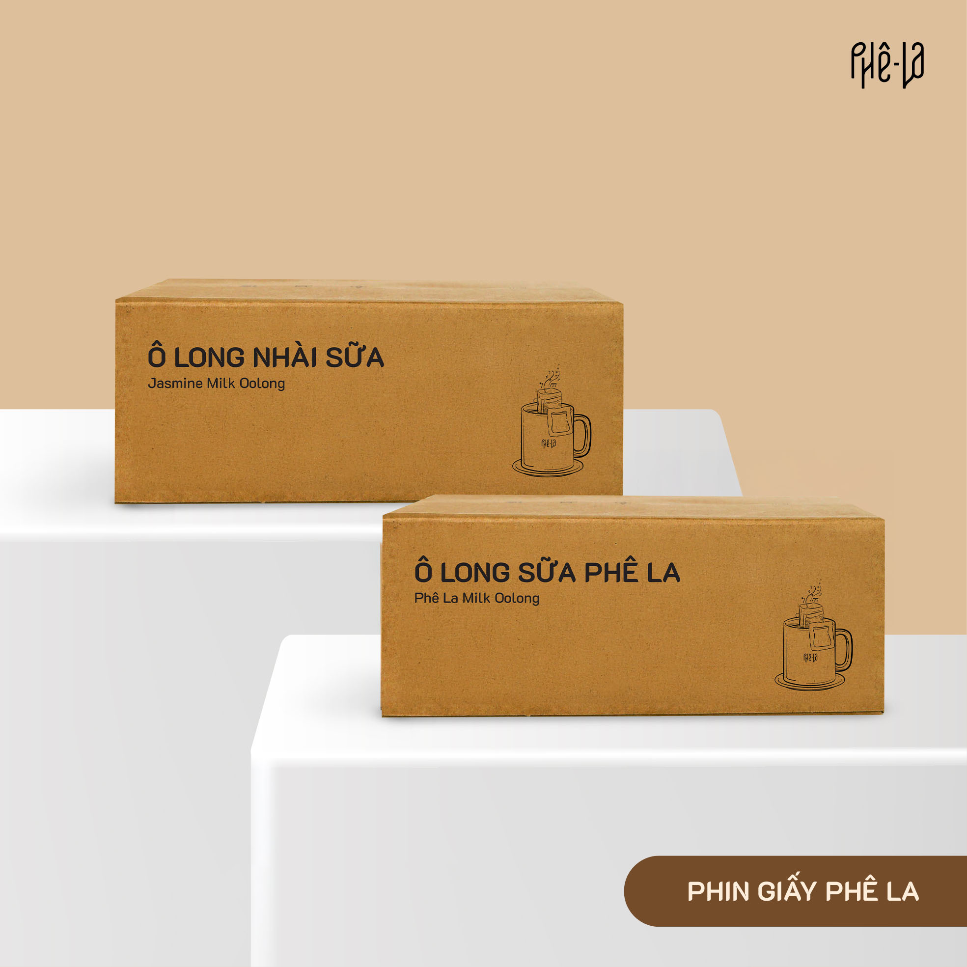 [SET Phin Giấy] Trà sữa Ô Long phin giấy Phê La (Hộp 10 gói): vị Nhài Sữa/ vị Sữa (tuỳ chọn)