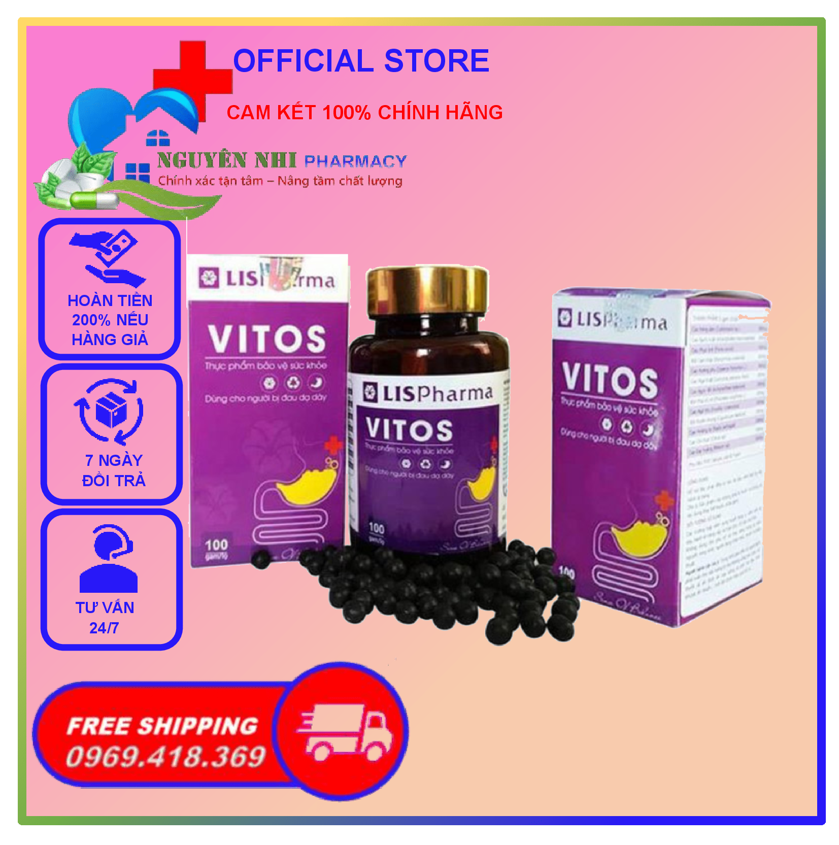 ✅cam kết chính hãng - dạ dày vitos - hỗ trợ giảm các triệu chứng của viêm loét dạ dày, tá tràng, giảm trào ngược, ợ hơi ,ợ chua