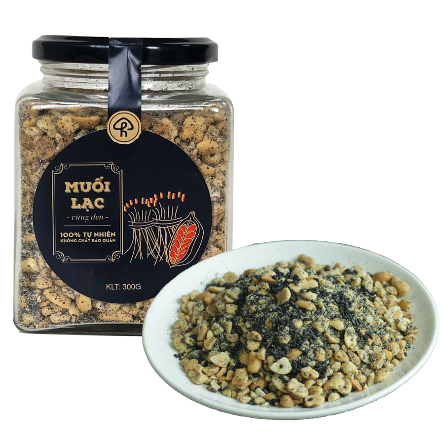 Muối lạc mè đen truyền thống HAPI lọ 300g - Kết hợp muối hồng Himalaya