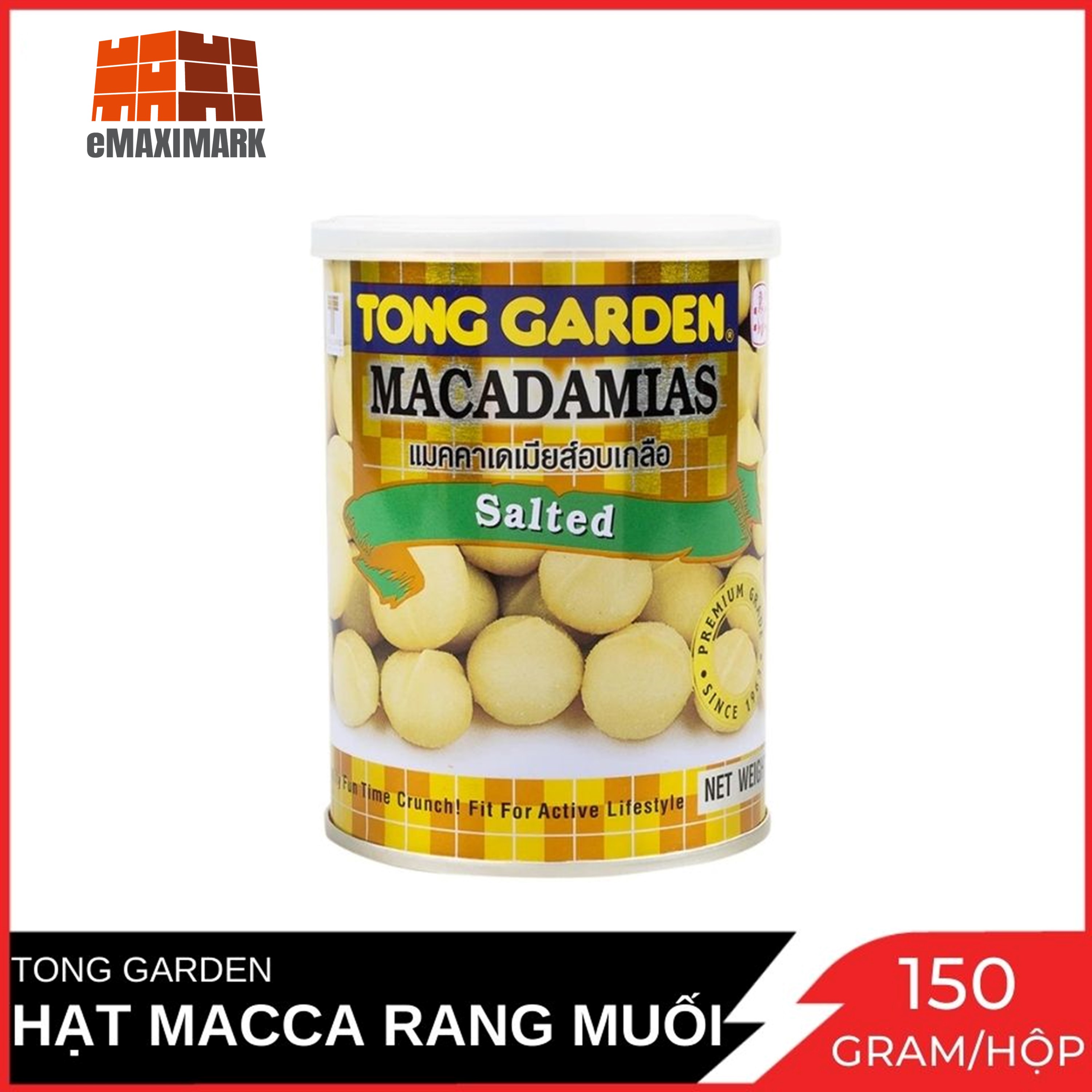 Hạt macca rang muối tong garden hộp 150g