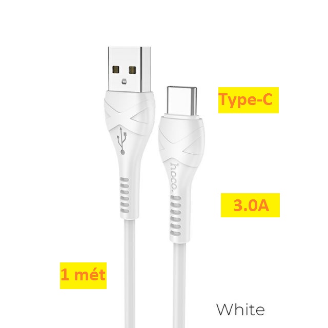 Dây cáp sạc nhanh 3A USB sang Type C dài 1 mét Hoco X37 Borofone BX51