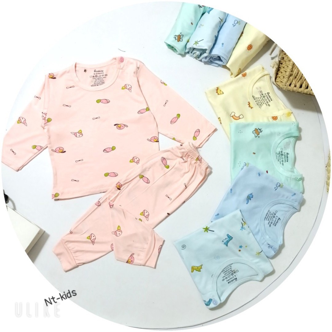NT060 Bộ dài tay sơ sinh petit/ cotton thun lạnh Avarlew cho bé trai/bé gái