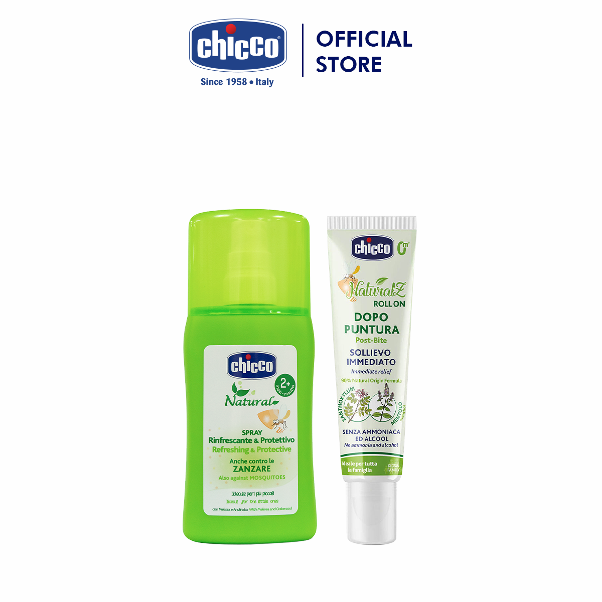 Combo 1 xịt đa năng xua muỗi Chicco + 1 lăn bôi vết muỗi đốt, côn trùng cắn Chicco