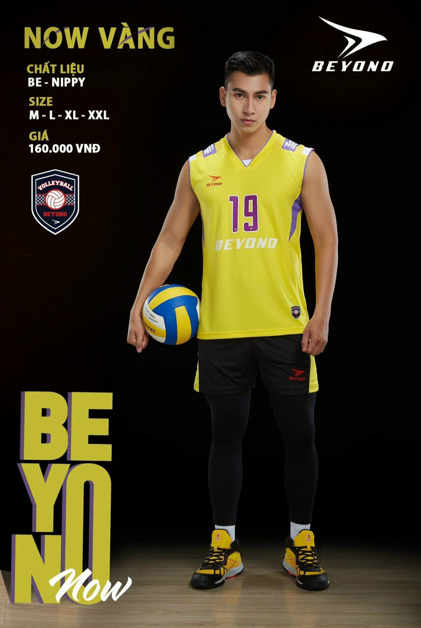 Bộ bóng chuyền nam sát nách - Chính hãng Beyono - vàng 2023
