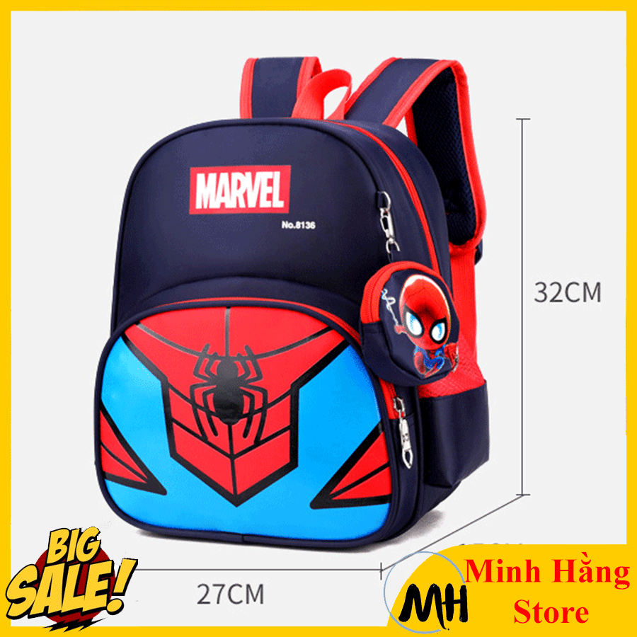 [HÀNG ĐẸP] Balo mầm non, mẫu giáo chống thấm nước, hình công chúa elsa, siêu nhân người nhện, đội trưởng mỹ siêu đẹp