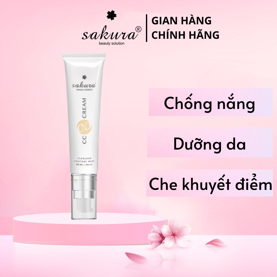 Kem trang điểm chống nắng Sakura Cc Cream Flawless Control Base sáng đều màu da 40ml