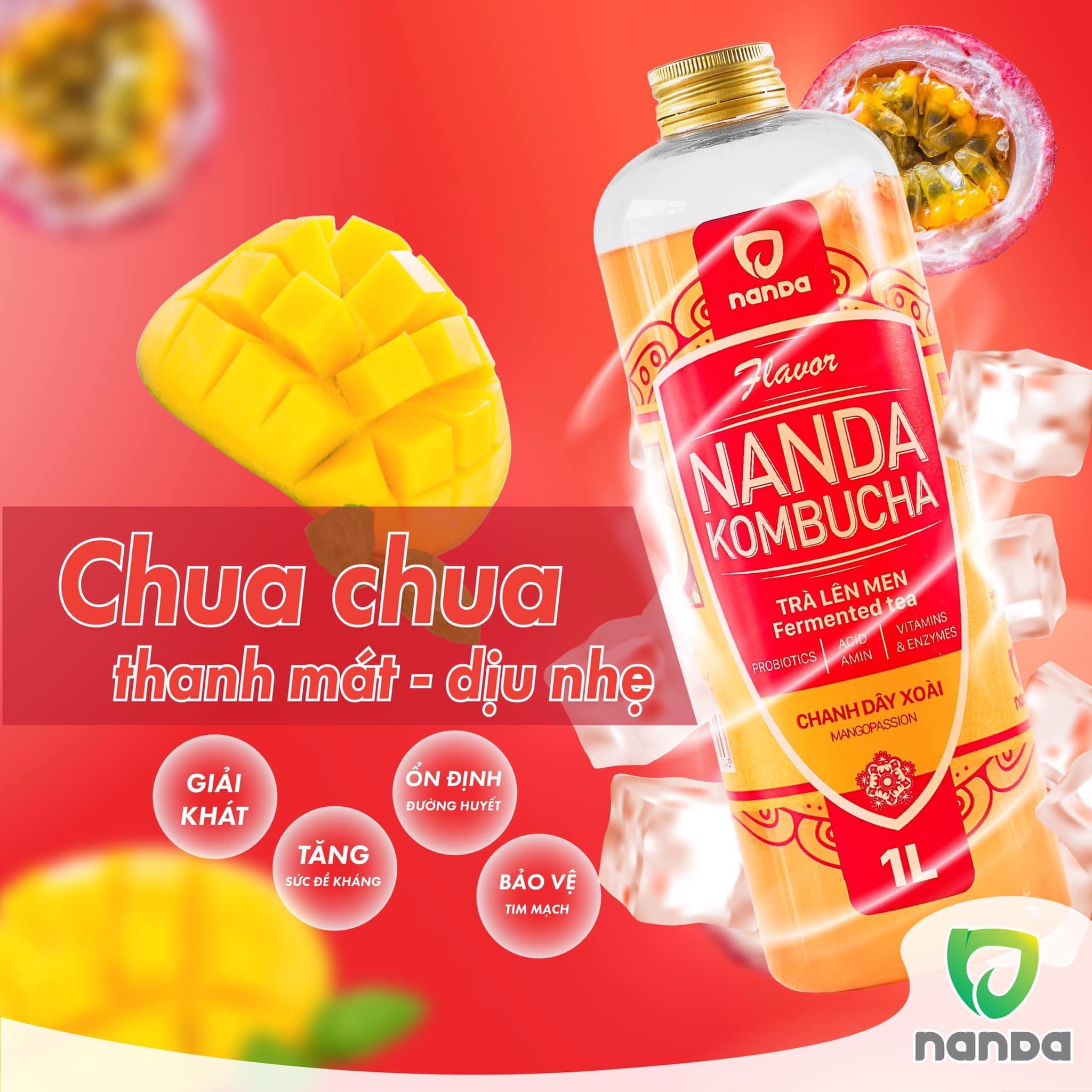 NANDA KOMBUCHA - VỊ CHANH DÂY XOÀI 1000ml