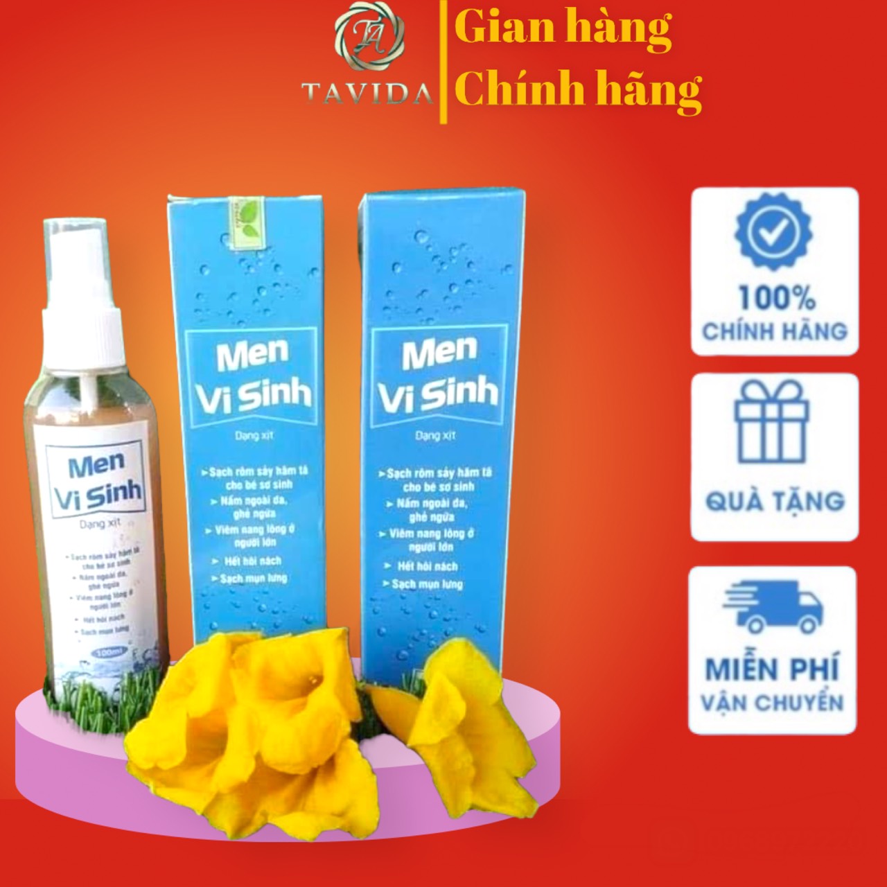 {Chính hãng}MEN VI SINH TAVIDA 100ml DỨT ĐIỂM VIÊM NANG LÔNG, MỤN LƯNG, RÔM SẢY MẨN NGỨA, VIÊM DA