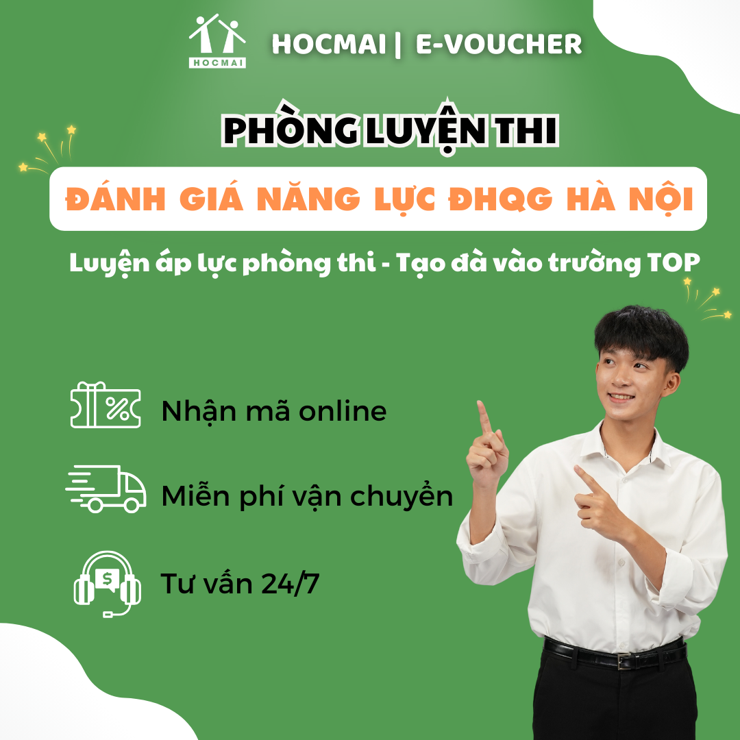 HOCMAI - Phòng luyện thi Đánh giá năng lực ĐHQG Hà Nội - HSA - Gói 3, 6, 12 tháng - Toàn quốc [e-Voucher]