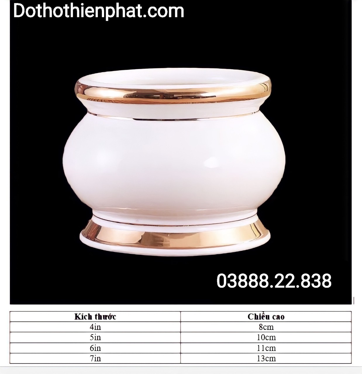Lư hương sứ trắng – Nhiều kích thước