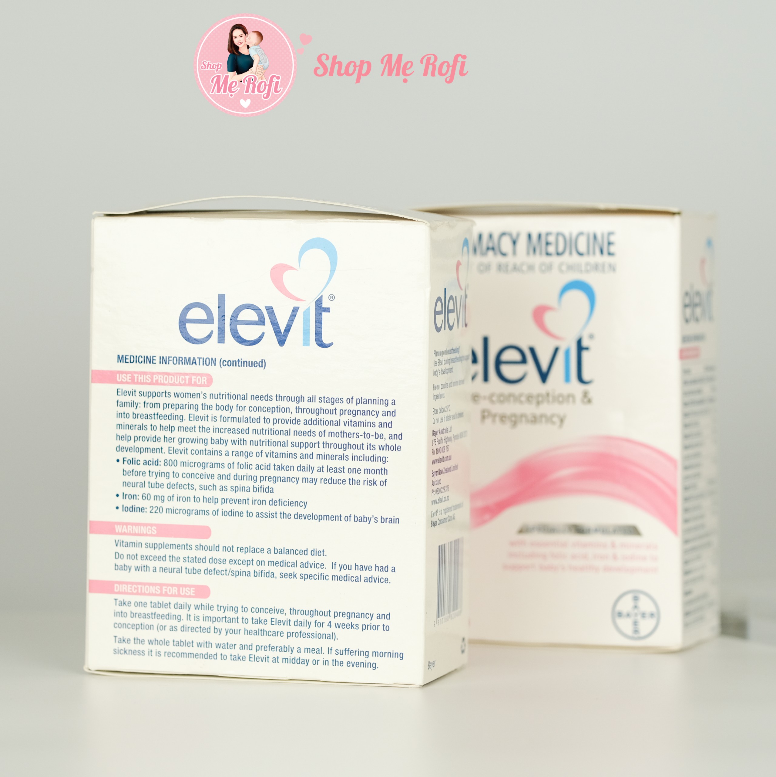 Vitamin mẹ bầu elevit giúp cơ thể mẹ khỏe mạnh hộp 100 viên mẹ rofi