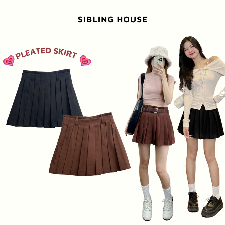Chân váy tennis xếp ly ngắn lưng cao chất kaki năng động Pleated Skirt - Sibling House