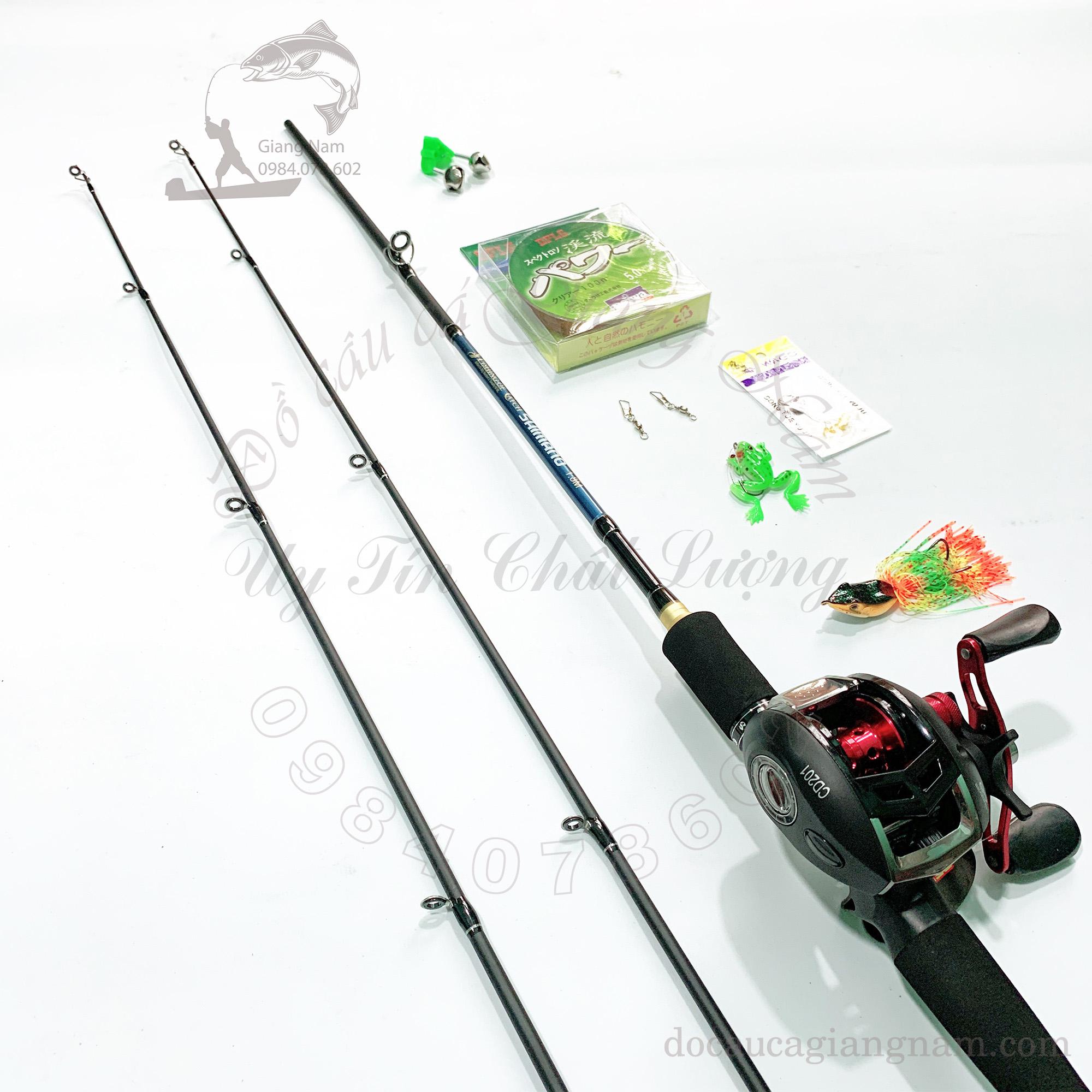 Bộ Cần Câu Lure shimano 2 ngọn, Máy Ngang CD 201 cao cấp tặng phụ kiện