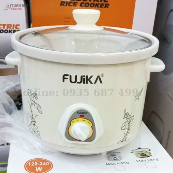 Nồi nấu cháo cho bé, nồi kho cá fujika fj-kc1.5l - fj-kc2.5l, nồi hầm cháo chậm - chính hãng bh 12 tháng
