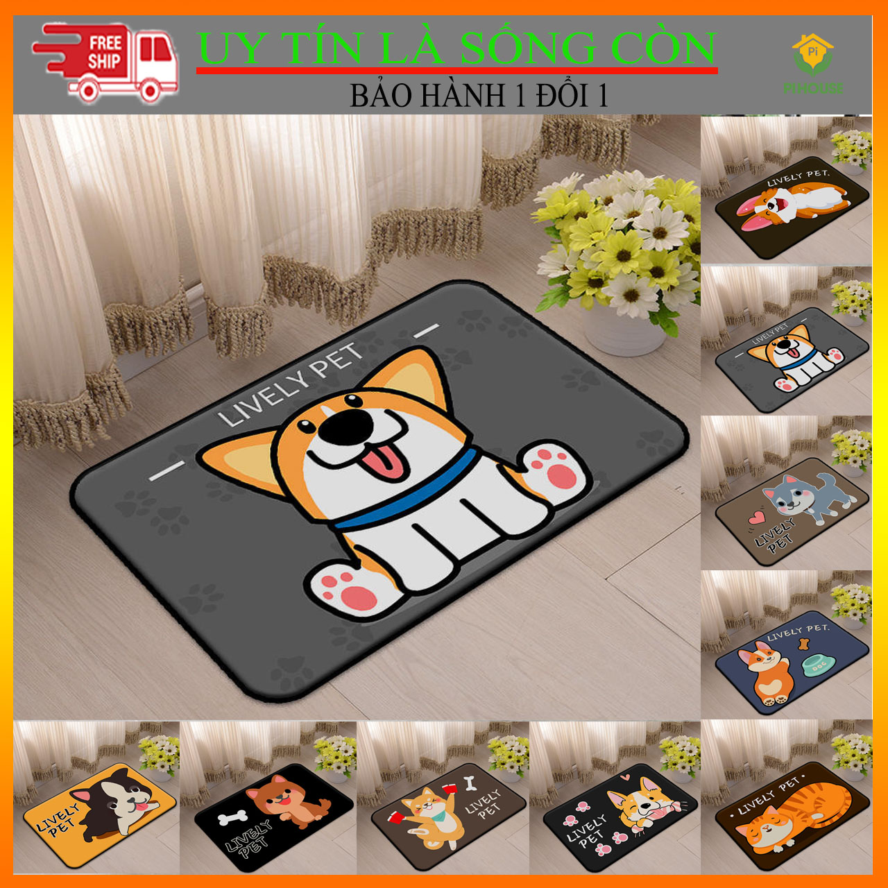 Thảm chân hình thú ngộ nghĩnh siêu đẹp 3D, thảm bếp, thảm cửa ra vào