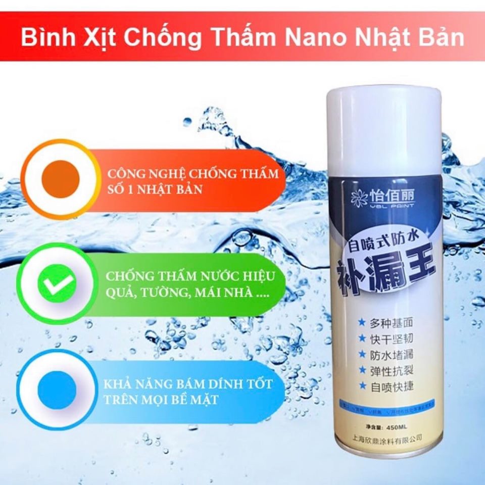 (CAM KẾT SỐ 1 NHẬT BẢN ) BÌNH XỊT CHỐNG THẤM NANO ĐA NĂNG CHỐNG DỘT TRẦN NHÀ BỂ NƯỚC ỐNG NƯỚC  - CHAI XỊT CHỐNG ẨM MỐC CHỐNG THẤM NƯỚC VÀ CÁC VẬT DỤNG BỊ RÒ RỈ DÙNG TỐT TRÊN MỌI BỀ MẶT VÀ CHẤT LIỆU.