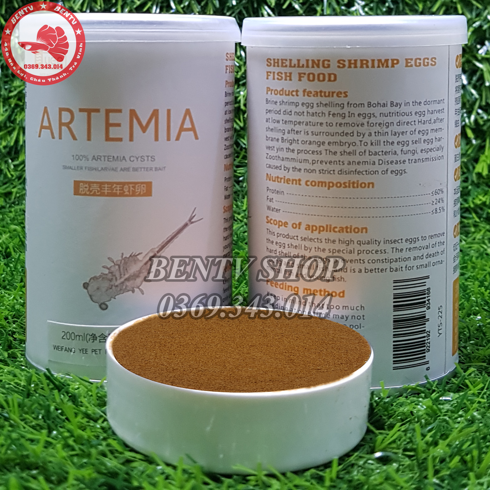 Artemia Tách Vỏ Sấy Khô - Thức Ăn Cá 200ml (140g)