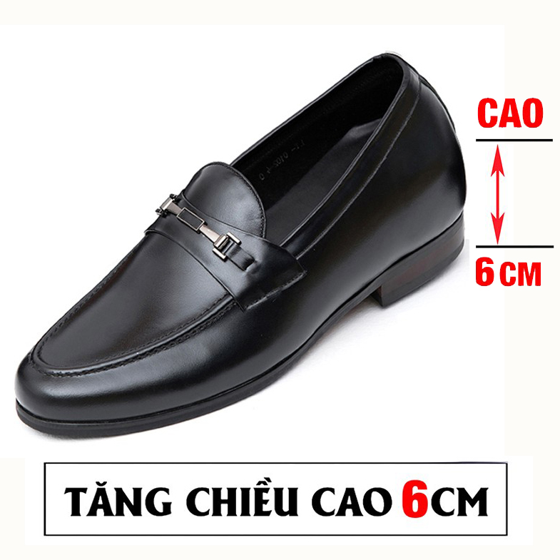 Minh Nhân - Giày tăng chiều cao 6cm nam Công sở da bò Giày đi ô da bò tây nam da bò thật mũi ngắn bo tròn Bảo hành 12 tháng Giày Cổ điển Giày Da Công Sở Doanh Nhân Đơn Giản Giày xỏ nam Giày Tây Giày Công Sở cao cấp giá rẻ G-11 màu đen
