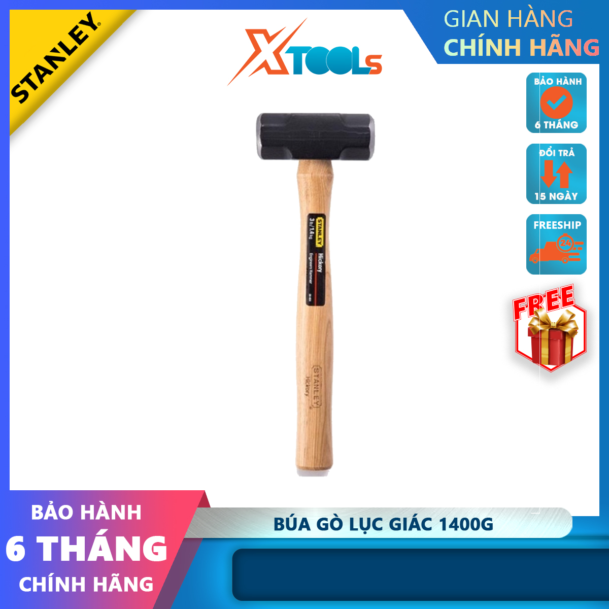 Búa gò lục giác cán gỗ STANLEY đầu búa chất liệu hợp kim cao cấp. Búa tạ có kích thước nhỏ gọn tiện lợi, thân búa chống trượt