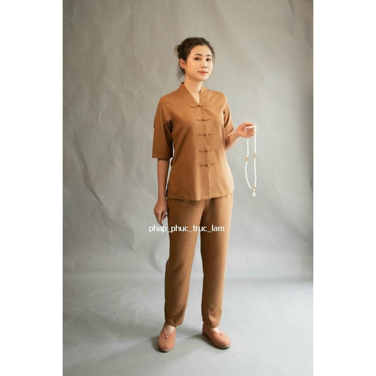 Đồ lam đồ đi chùa đồ phật tử chất linen đài loan