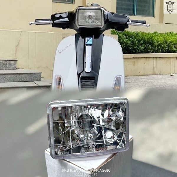 Đèn pha vuông cho vespa s kèm bóng