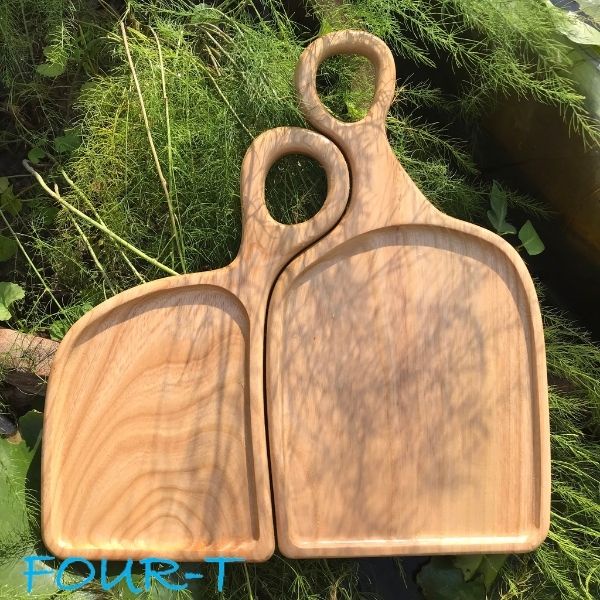 Khay Gỗ Decor Couple Đựng Thức Ăn Thớt Gỗ Trang Trí Nguyên Khối Để Bánh Trà Mứt Tết Đẹp Dai Bền, Four-T Shop